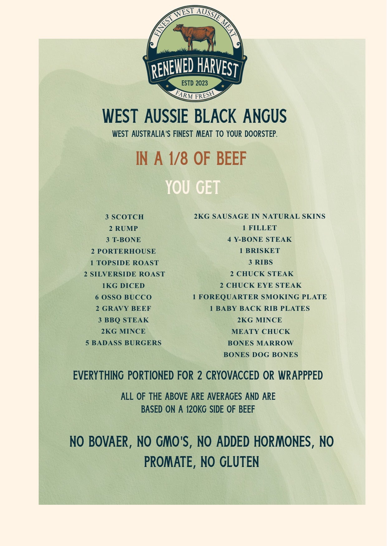 West Australian Black Angus Beef Eighth