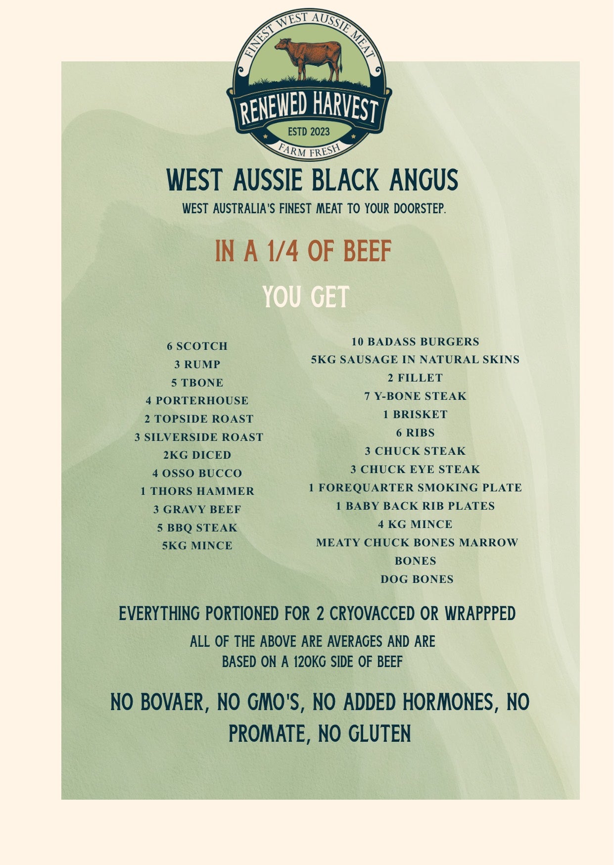 West Australian Black Angus Beef Quarter