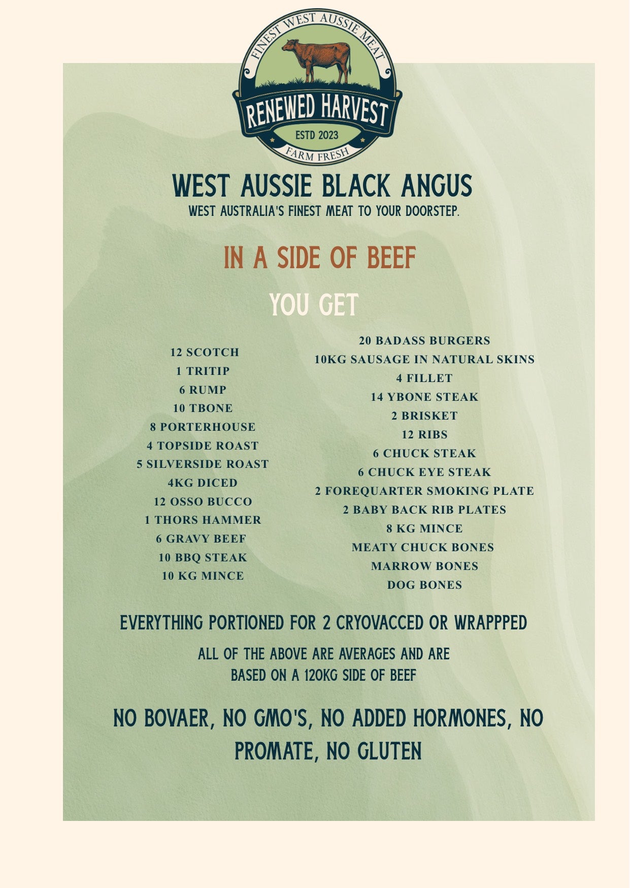 West Australian Black Angus Beef side